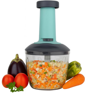 JIVEEX Push Manual Chopper 2-in-1 1100ml |Compact Cutter with 6 Steel Blades & Whisker Vegetable & Fruit Chopper(1 CHOPPER)