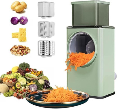 Levodorm by no Multi-Function Manual Vegetable Grater & Slicer – 3 Blade Drum Cutter Vegetable & Fruit Grater & Slicer(1 pc of mandolin, 3 pc of blade)