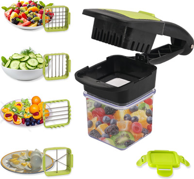 KUBER INDUSTRIES by Kuber Industries 5 In 1 Multifunctional Vegetable Chopper With Easy Locking System | Assorted Vegetable & Fruit Chopper(1 Piece 5 in 1 Vegetable & Fruits Nicer Dicer)