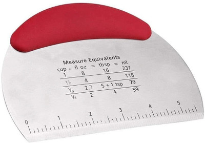 Baskety by Baskety Steel Dough Scraper Pastry Cutter Chopper, Pack of 1 Red Scraper(1 piece Scraper)