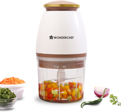 WONDERCHEF Nutri-Chop Pearl 4 Blade Electric Vegetable Chopper(1 Main Unit, 1 Stainless Steel Blade, 1 Splash Guard, 1 Chopping Bowl)