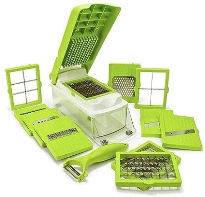 Kitch Club by Kitch Club Peeler - All in One (Green & White) Unbreakable Vegetable & Fruit Grater & Slicer(Pack of 1 12 in 1 Cutter)
