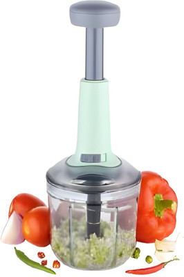 smke Hand Push 1000 ML with 4 Stainless Steel Blades Vegetable & Fruit Chopper Vegetable & Fruit Chopper(Hand pull chopper::1)