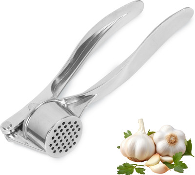 STORITE Stainless Steel Multi-Function Manual Portable Curved Garlic Crusher Vegetable Chopper(1 X Garlic Crusher)