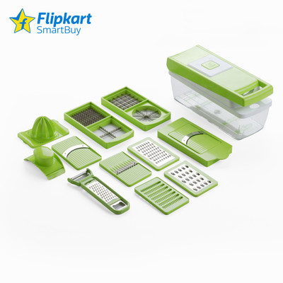 Flipkart SmartBuy 14 in 1 Quick Nicer Dicer Vegetable & Fruit Slicer(2Pc Grater, 4Pc Slicer, 3Pc Blade, Veg Peeler With Grater, 1 Unit With Container)