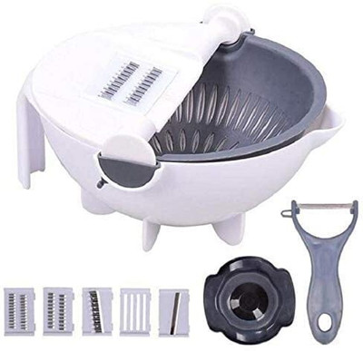 AK ULTIMATE 9in1 Wet Basket Veg Cutter - Multi-Function Veg Cutter with Drain Basket Vegetable & Fruit Grater & Slicer(1)