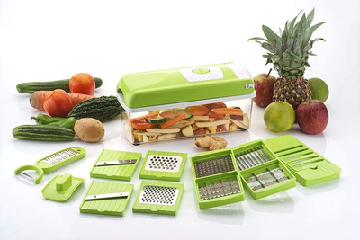 Glodia by Novel 12 in 1 Classic green chopper Vegetable & Fruit Chopper(1 chopper wth 8 blades)