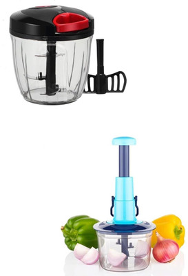 Dervino Multipurpose Plastic Manual Cutter Dori Chopper And Push Chopper Combo 1000 ML Vegetable & Fruit Chopper(Manual vegetable chopper)
