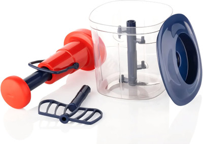 Mannkkart Hand-Pull Food Chopper Vegetable & Fruit Chopper(1Vegetable Chopper, 1Chopping Blade Assembly, 1Container/Bowl)