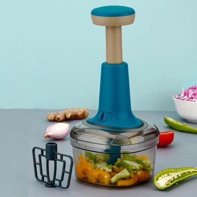 CICASTO CHOPPER- 50 Vegetable & Fruit Chopper(1 × 700 ml chopping bowl, 1 × Push-type chopping lid with handle)