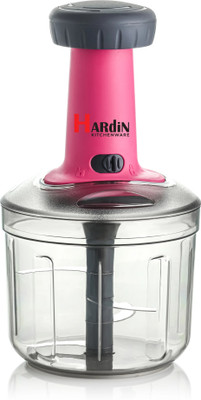 Hardin Powerful Hand Push Chopper| Manual Vegetable Cutter with 4 StainlessSteel Blades Vegetable & Fruit Chopper(1 container, 4x Blade, 1 Lid)