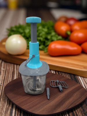 LumaCraft Handy Push Chopper For Vegetable & Fruits, 2 in 1, ( Blue ) Vegetable & Fruit Chopper(One Chopper)