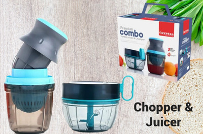 CRYSTAL by Crystal Xpress Handy Juicer 2 In 1 & Chopper Combo ! Manual Operation Vegetable & Fruit Chopper(1 Chopper + 1 Juicer.)