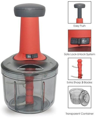 EQUIMASTER Pista Square Manual Food Chopper | Hand Press with 5 Ultra-Sharp Blades Vegetable & Fruit Chopper(1 Chopper)