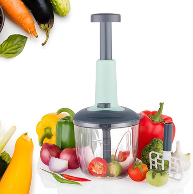 UnV Push 'N' Chop Effortless Slice 1100ml Dual-Blade Vegetable & Fruit Chopper(1N Chopper, 1N chopping blade, extra 1N blade for push blender)