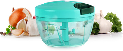 cello Multi Utility Magic Hand Chopper M | Stainless Steel Blade | 450 ml | Green Vegetable & Fruit Chopper(1 Chopper Bowl With SS Blade)