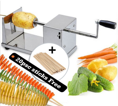 SMBT Steel Twister Curly Spiral French Fry Tornado Potato Slicer With 20 Stick Potato Grater & Slicer(1 MACHINE WITH 20 STICK)
