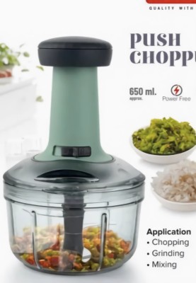 SLE by NA Push Chopper 650 ML with 3 Stainless Steel Blades | Clear Black | Vegetable & Fruit Chopper(Pack of 1)