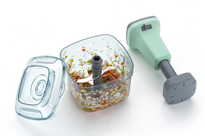 MAGICSPOON Hand Chopper,Push Chopper, Onion Chopper, Vegetable Cutter(4 Blades,1000ml,Teal) Vegetable & Fruit Chopper(1 - Push Chopper)