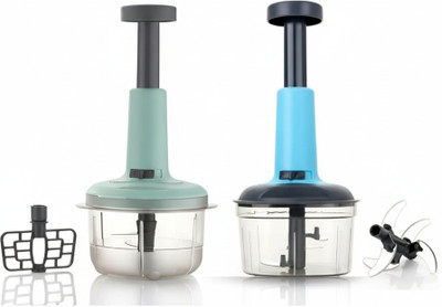 ROYALCOOK by ROYALCOOK Combo Push Chopper 650ml with 3 blades Green+Blue Vegetable & Fruit Chopper(2 Push chopper)