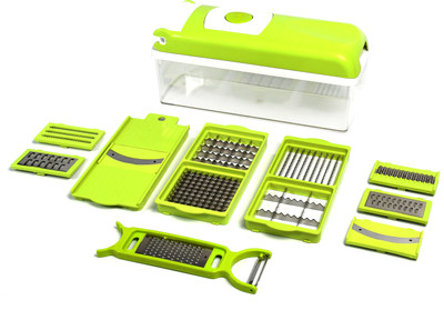 DeoDap Multipurpose 13-in-1 Jumbo Manual Vegetable and Fruit Chopper Cutter Grater Slicer, Dicer, Fruit Slicer Vegetable & Fruit Grater & Slicer(1 X Chopper, 12 X Blades)