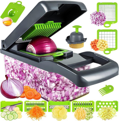 Ruhaniq by NA Dicer, Vegetable Cutter Chopper, Fruit, 14in1 Slicer Grater Peelar for Kitchen Vegetable Chopper(1 chopper)