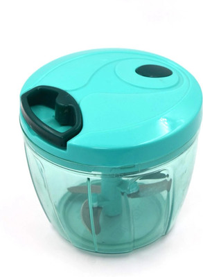 DeoDap Manual 750ML Hand Vegetable Chopper with Steel Extra Sharp 5 Blades (Green) Vegetable & Fruit Chopper(1 X Manual Stainless Steel Compact Extra Sharp Chopper)