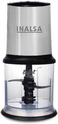 Inalsa Bullet Inox 450 Watts Motor Electric Vegetable & Fruit Chopper(Main Unit, Double Layer Blade,Processing Bowl, Bowl Cover Plate, Manual)