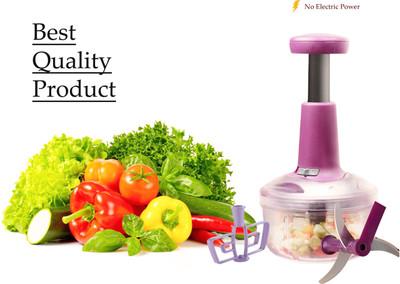 Super mom by NA Vegetable Push Chopper Vegetable & Fruit Chopper(5 Sharp Stainless Blade, 1 Beating Blade, One Pusher Handle)