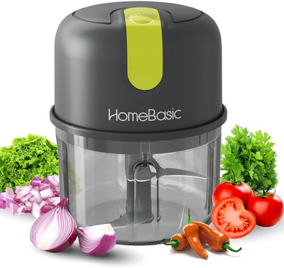 HOMEBASIC 250ml Electric Mini Chopper – USB-C, 30W, Cordless, One-Touch Use Vegetable & Fruit Chopper(1 x chopper)