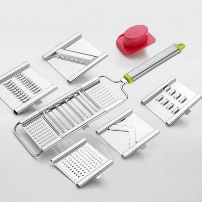 Qexle Multipurpose 6 in 1 Stainless Steel Grater and Slicer Vegetable & Fruit Grater & Slicer(01 Unit Of STAINLESS STEEL SLICER)