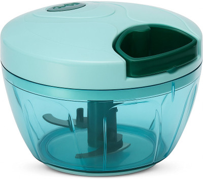 VK GALERY Manual Vegetable Chopper 450ml with 3 Blades & Whisk | BPA-Free | Green Dori Vegetable & Fruit Chopper(1 chopper)