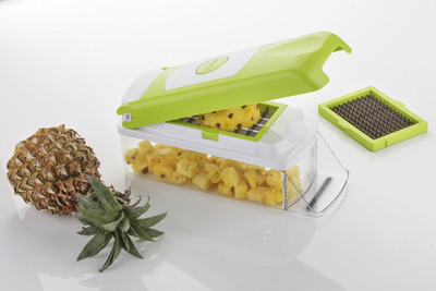 ZODZE Vegetable & Fruit Chopper(2 in 1 Multi-Purpose 2 Blade Vegetable Cutter and Fruit Chopper)