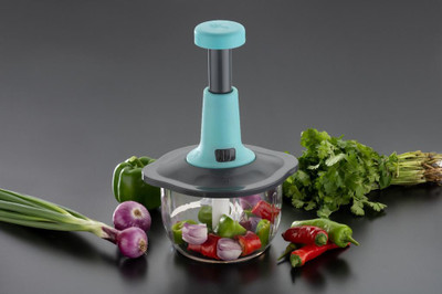 Ikshit 800ml Hand Press Food Chopper|Manual Handheld Push Chopper with SS Blade Vegetable & Fruit Chopper(1)