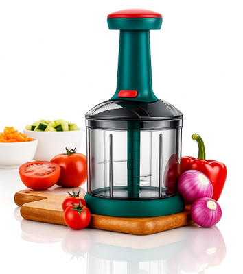 Excellent Food Chopper 1000ML,4 Blade Steel Hand-Press Vegetable Chopper Mixer Cutter Vegetable & Fruit Chopper(1 PUSH CHOPPER)