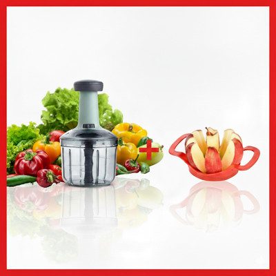 SINZO QuickChop 2-in-1 Kitchen Combo – 650 ml Chopper + Apple Slicer Vegetable & Fruit Chopper(1Manual Push Vegetable Chopper (650 ml) + 1 Apple Slicer Combo)