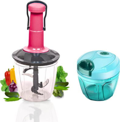 JABOO Push Chopper 1000ml(RED)|Handy Chopper 450ml(GREEN) Combo Vegetable & Fruit Chopper(2 CHOPPER)