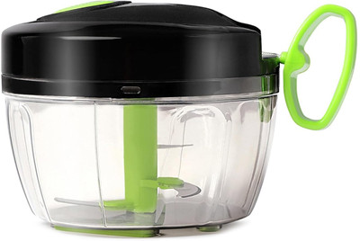 fackelmann 3 Stainless Steel Blade Easy Pull Chopp Onion, Tomato - 650 ml , Black & Green Vegetable & Fruit Chopper(1)
