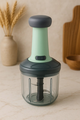 BLLUEX Hand Push Chopper 1000ML with 6 Stainless Steel Blades for Onion, Garlic, Ginger Vegetable & Fruit Chopper(1 Set Chopper)