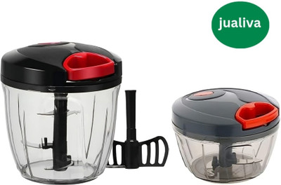 Jualiva Pack of 2, 1000ml & 450 ml Compact & Durable, Multipurpose Manual Vegetable & Fruit Chopper(2 Chopper)