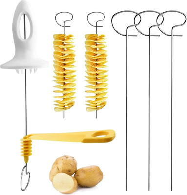 Zubix Manual Potato Chips Slicer Spiral Twister Tornado Chips Potato Slicer(1 handal , 5 Slicer Spiral)