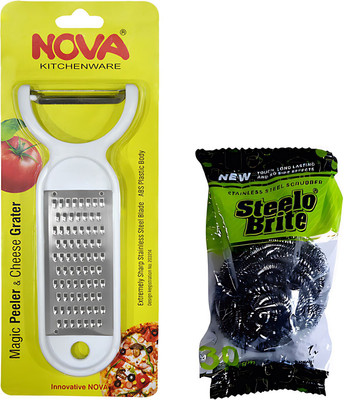 QandC NOVA Kitchenware Magic Peeler and Vegetable Grater(1 Peeler, 1 Scrub)