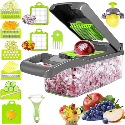 NESTIFY Multifunctional 14 in 1 Food Chopper Kitchen Vegetable Slicer Dicer Cutter Vegetable & Fruit Grater & Slicer(1 set of 14 in 1 chopper)