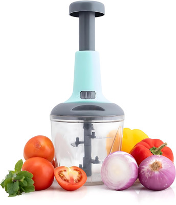averX by averX Manual Push Chopper with 5 Stainless Steel Blades - Multi-Function Cutter Vegetable & Fruit Chopper(1 Manual Push Chopper (1000ml, Grey) with BPA-Free Plastic Bowl)