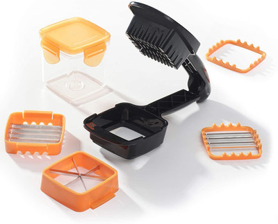 KUBER INDUSTRIES Vegetable & Fruit Slicer(1 Piece 5 in 1 Multifunction Vegetable Cutter Manual Vegetable Quick Dicer Fruit Chopper Slice)