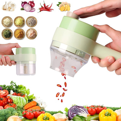 manekk world by Manekk World 4 in 1 Handheld Cutter Slicer, 200ml Capacity Electric Vegetable Chopper(4 in 1 Handheld Electric Vegetable Cutter)