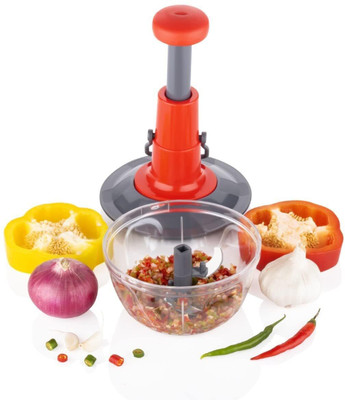 SHIVRUDRA 2 in 1 push chopper 650ml Stainless Steel Blade Manual Hand Held Food Chopper Vegetable & Fruit Chopper(1 pcs chopper)