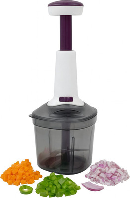 HARMI ENTERPRISE Push Chopper 1100ml Manual Vegetable Cutter Kitchen Tool Vegetable & Fruit Chopper(1 Bowl, 6 Blade, 1 Handle)