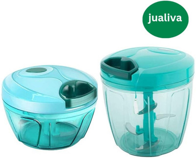 Jualiva Pack of 2, 1000ml & 450 ml Compact & Durable, Multipurpose Manual Vegetable & Fruit Chopper(2 Chopper)