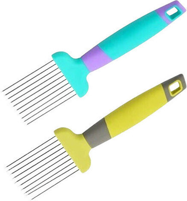 olwick Food Slicer Assistant Stainless Vegetable Slicing Tool Meat Holder Vegetable & Fruit Slicer(2 Fruit Slicer)